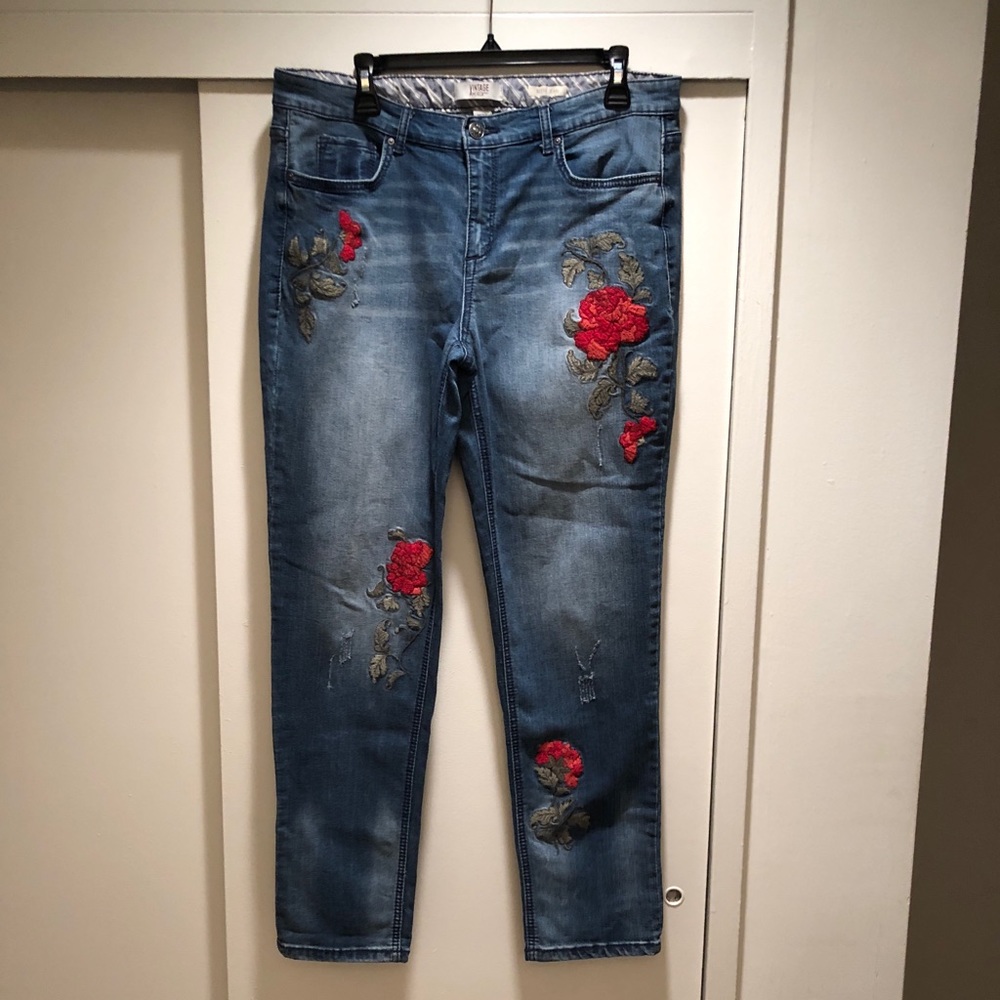 Vintage America Bestie Jean. Sz 12 Red embroidery